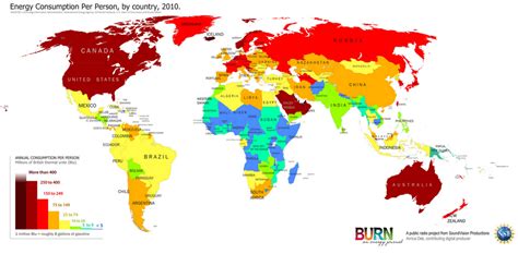 Energy Consumption Per Person, by Country, 2010 [click on this image to find a short video and ...