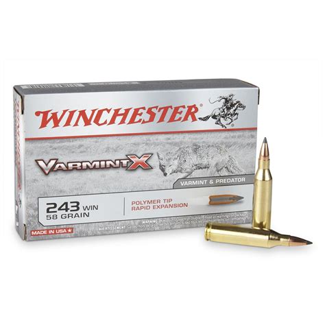 Winchester Varmint X 243 Winchester Polymer Tip 58 Grain 20 Rounds
