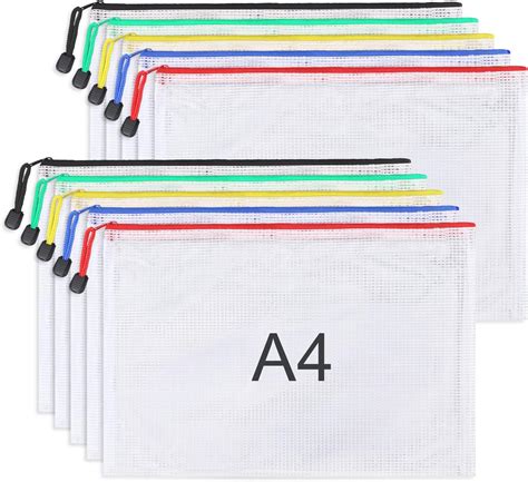 A4 Zipper File Bags Plastic Document Bags Zip Wallet Folders Mesh