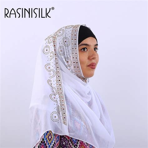 Pcs Can Pick Colors New Muslim Scarf Drill Pearl Headscarf Muslim Long Scarf Islamic Clothing