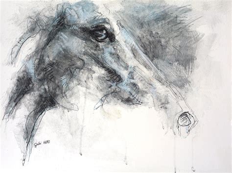 Charcoal And Pastels Drawing Of A Horse Head Contemporary Etsy