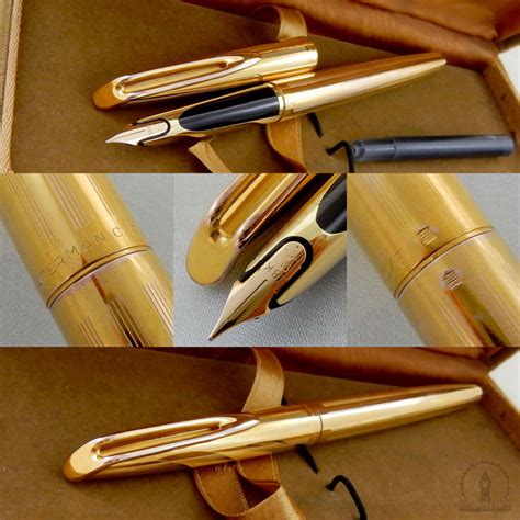 Rare Usa Made Vintage Fully Gold Plated Waterman Cf Fountain Pen 18k