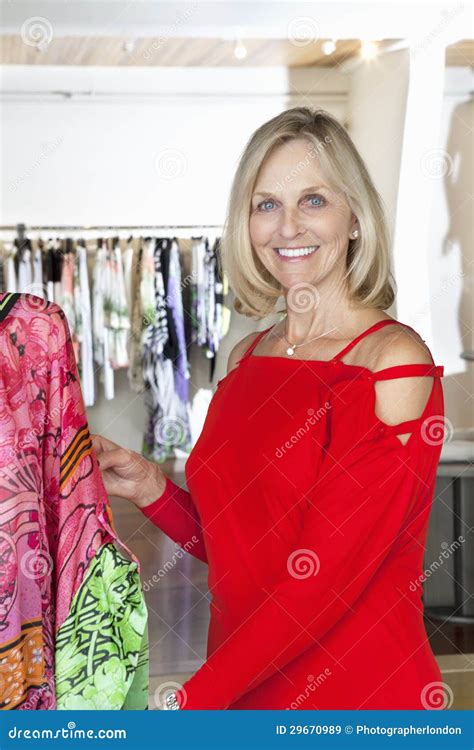 Portrait Of A Happy Senior Woman In Red Dress Stock Image Image Of