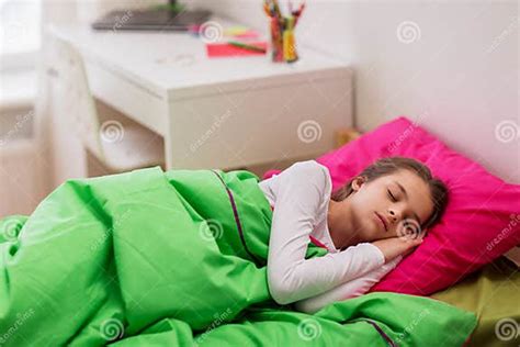 Girl Sleeping In Her Bed At Home Stock Image Image Of Nice Beautiful