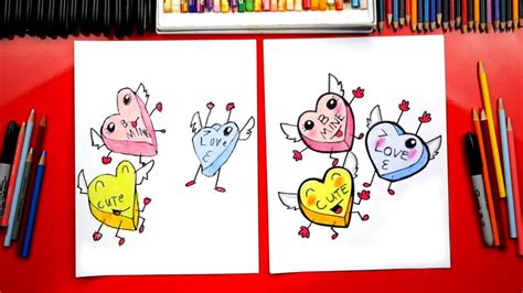How To Draw Conversation Candy Hearts Art For Kids Hub Art For