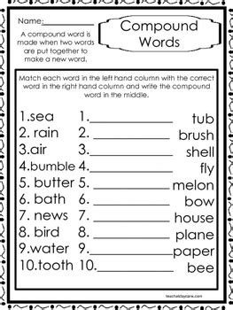 Welcome to esl printables, the website where english language teachers exchange resources: 10 Compound Words Worksheets. K-1st Grade Literacy Worksheets. | TpT