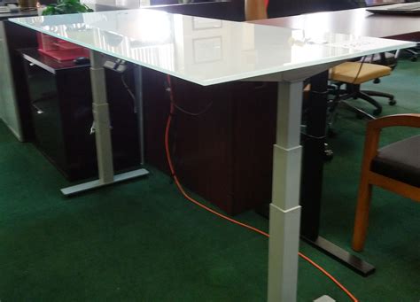 Flexispot standing desk 48 x 30 inches height adjustable desk electric sit stand desk home office desks whole piece desk board (black frame + 48 in blacktop) 4.7 out of 5 stars 6,293 $249.99 $ 249. Adjustable Height Glass Desk - Mad Man Mund