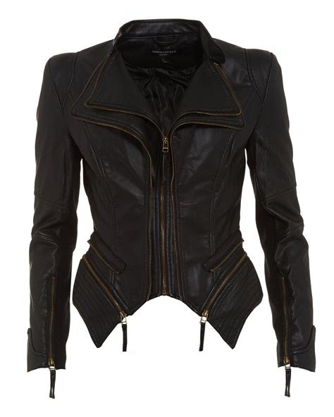 Ladies Forever Unique Black Pulp Faux Leather Jacket At Repertoire