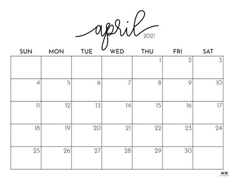 April 2021 Calendars Free Printables Printabulls