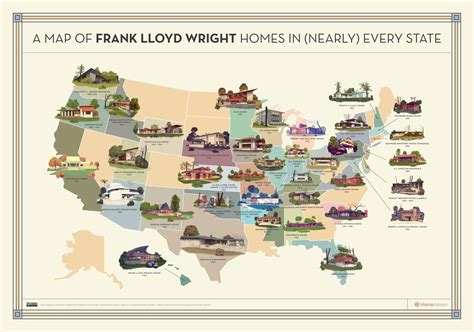 Mapping Frank Lloyd Wrights Creations Throughout The United States