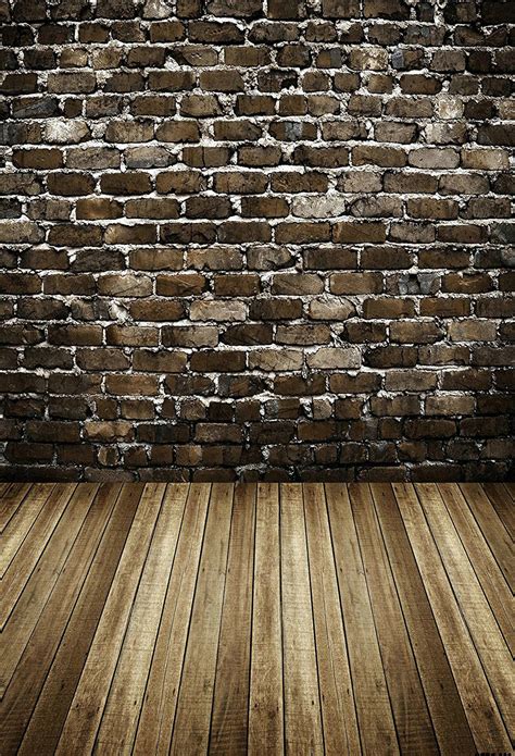 5x7ft Gray Brick Wall And Wood Floor Photo Backgrounds No