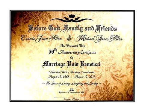 50th Wedding Anniversary Certificate Template 39 Sacred Golden Shimmer