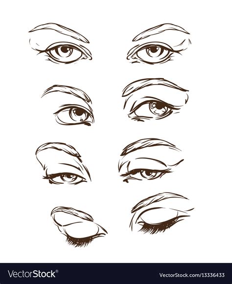 hand drawn womens eyes vintage royalty free vector image