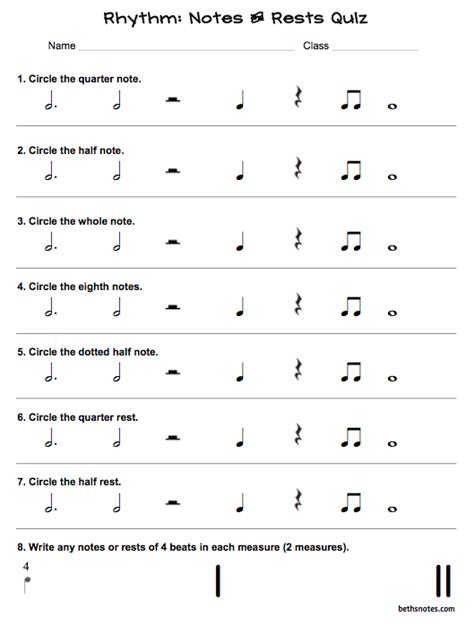 3rd Grade Rhythm Assessments Beths Notes Teaching Music