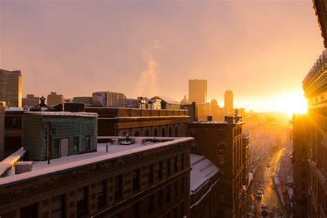 3936x2624 Winter Architecture Skyline Sunrise Boston Cityscape