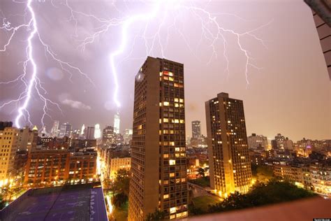 Lightning Strikes One World Trade Center During New York City
