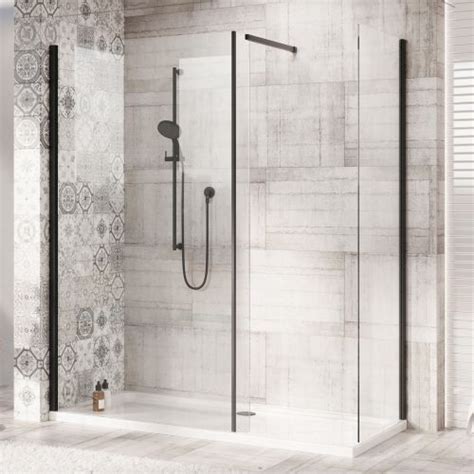Rivar Walk In Shower Enclosure End Panel Black 680mm Easy Bathrooms