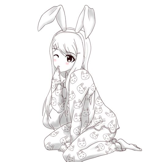 Lineart Bunny Sayaka Chan No Color By Jerikuto On Deviantart