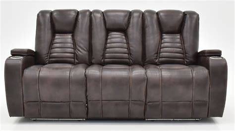 Milan Power Reclining Sofa With Lights Brown Home Furniture Plus