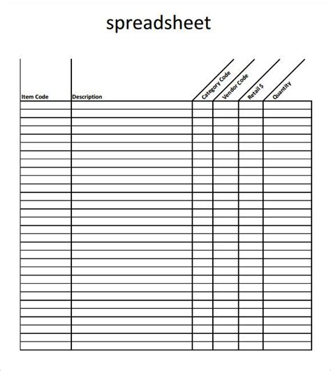Blankexcelspreadsheettemplates Spreadsheet Template Excel
