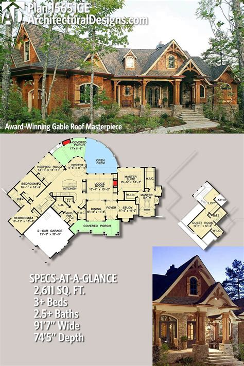 Award Winning Gable Roof Masterpiece 15651ge Architectural Designs