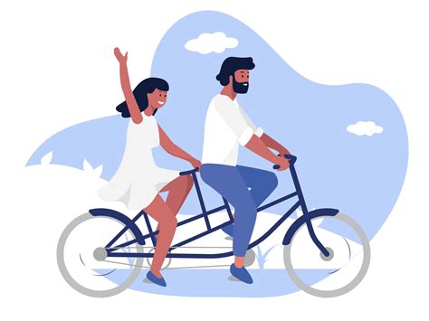 Couple Riding Vector Bike Vector Illustration By Anna Minkina On Dribbble