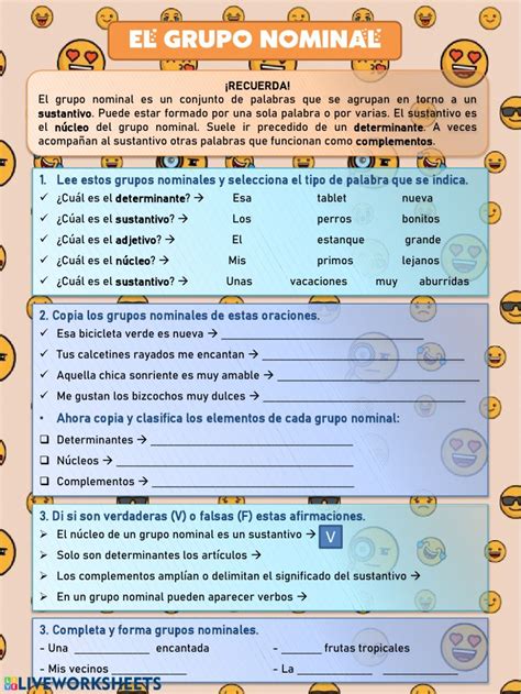 El Grupo Nominal Ficha Interactiva Y Descargable Puedes Hacer Los Images