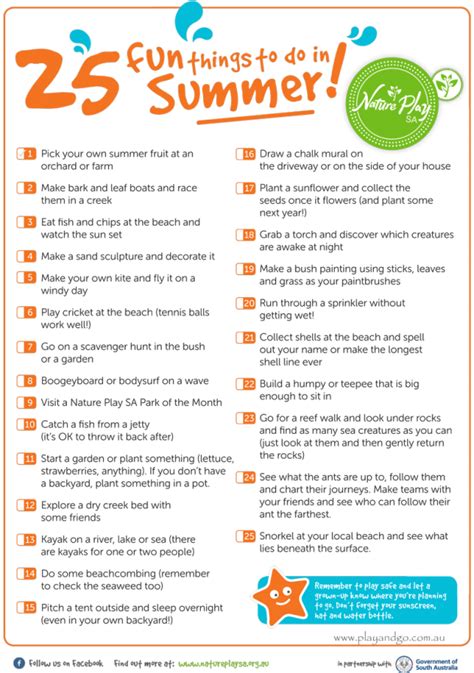 25 Fun Things To Do In Summer Nature Play Sa Play And Go