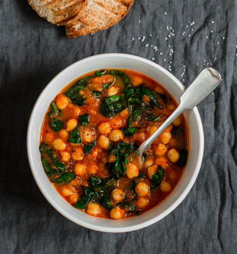 Moroccon Vegan Stew With Chickpeas Sweet Potatoes Spinach And Raisins