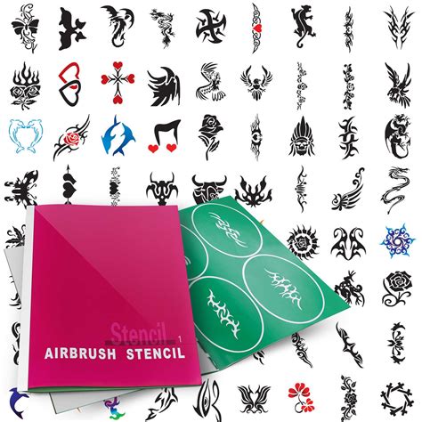 Pointzero Temporary Tattoo Airbrush Stencils 100 Designs Book 1