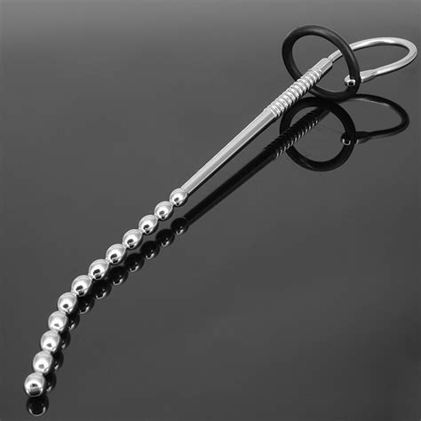 Happygo Male Stainless Steel Urinary Plug Beads Metal Catheter With Hand Loops Men S Long