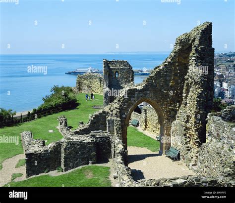Hastings Castle Ruins East Sussex England Uk Gb Stock Photo