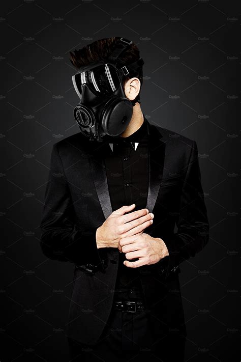 Gas Mask Man With Suit People Photos Creative Market