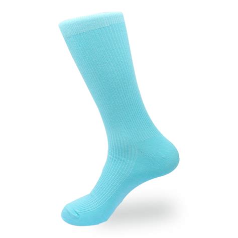 Light Blue Cotton Blend Socks Groomsmen Solid Color Mens Crew Socks