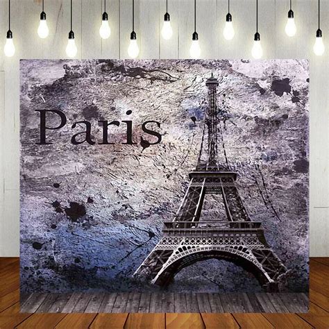 Vintage Cement Wall Graffiti Eiffel Tower Computer Printed Photography