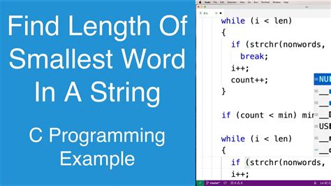 Find Length Of Smallest Word In A String C Programming Example Youtube