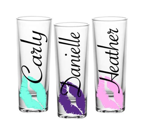 Bachelorette Party Shot Glasses Personalized Shot Glass Lips Etsy