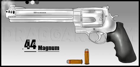 How To Draw A 44 Magnum Gun Step By Step Drawing Guide By Dawn