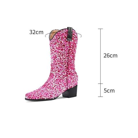 Pink Sparkly Cowboy Boots Sequin Cowgirl Boots Glitter Etsy
