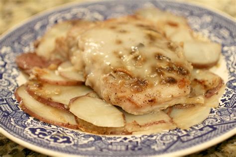 The classic combination of pork chops with cream of mushroom soup has been a favorite for decades. pork chops and scalloped potatoes with cream of mushroom soup