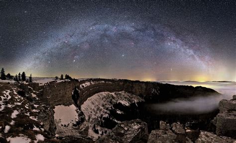 Wallpaper Landscape Night Sky Winter Stars Milky Way Atmosphere