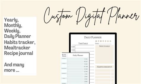Design Custom Digital Planner Tracker Calendar For Etsy Or Commercial