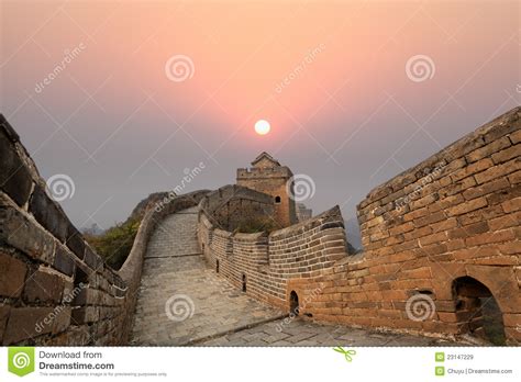 The Great Wall Of China At Sunrise Stock Image Image Of Greatwall