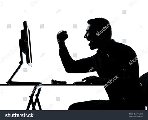 One Caucasian Business Man Computer Computing Stock Photo 87973573