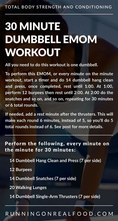 30 Minute Dumbbell Emom Workout Emom Workout Crossfit Workouts At