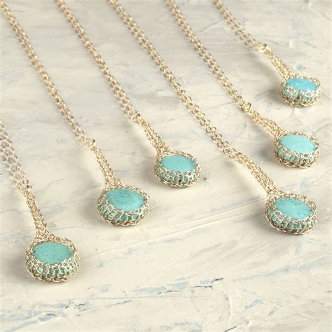 Turquoise Pendant Necklace In Gold Yooladesign