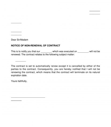 Contract Termination Sample Letter Of Not Renewing Contract To Employee