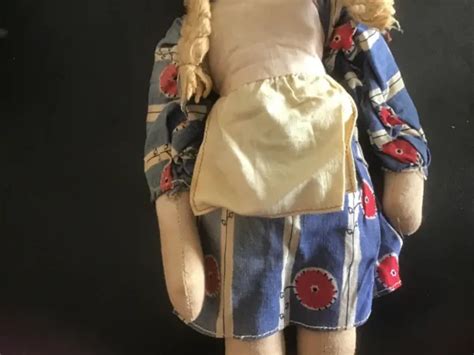 Vintage 13” Cloth Sawdust Doll Celluloid Plastic Mask Hand Painted Face 10 00 Picclick