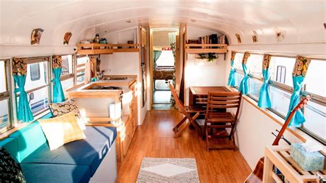 How We Roll Awesome Converted School Bus Home Tour School Bus Tiny