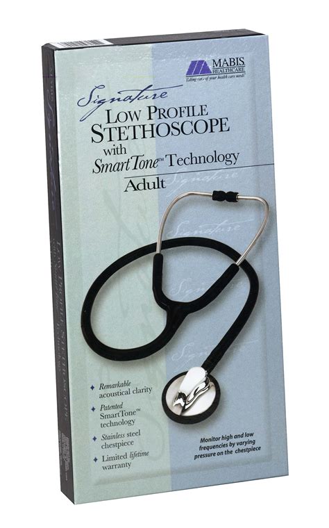 Signature Series Low Profile Stethoscope Adult Black 10 412 020